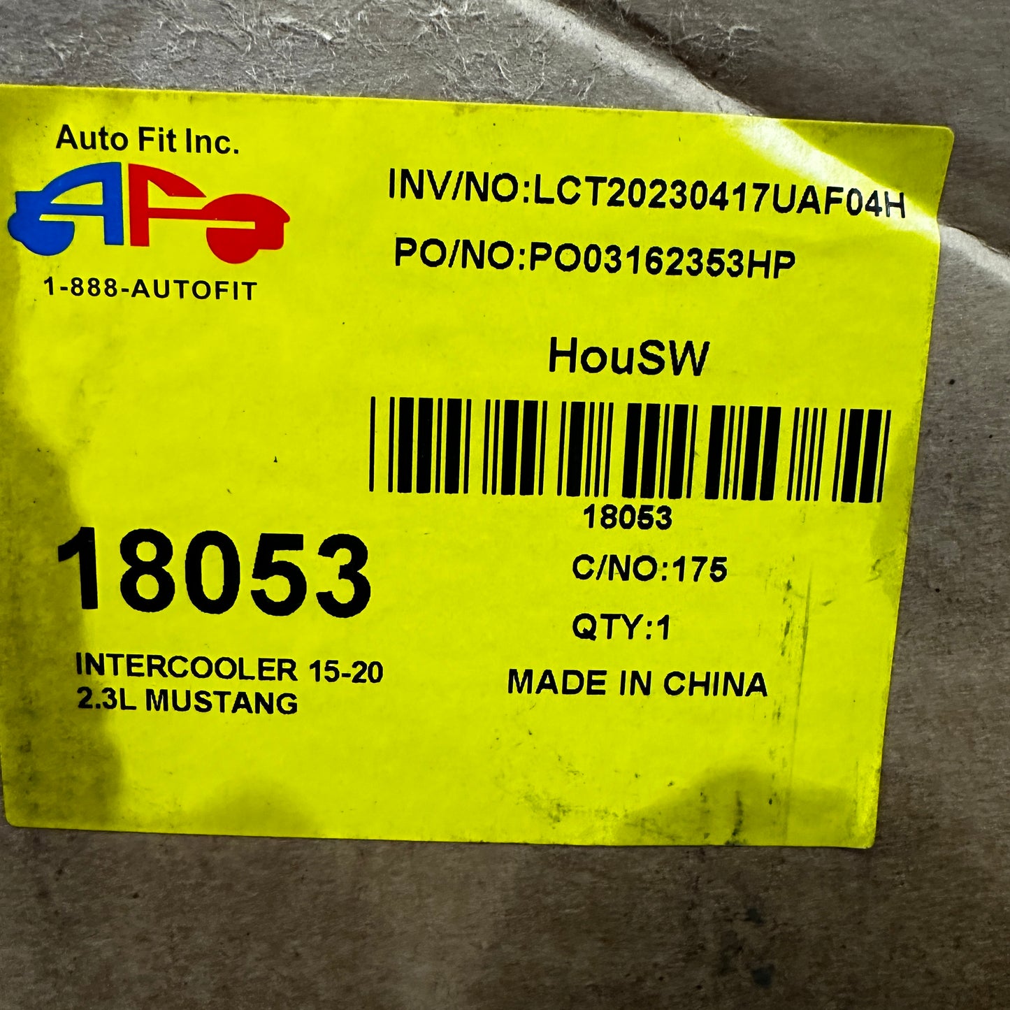 AUTO FIT Intercooler Radiator 15-20 2.3 L Mustang 18053