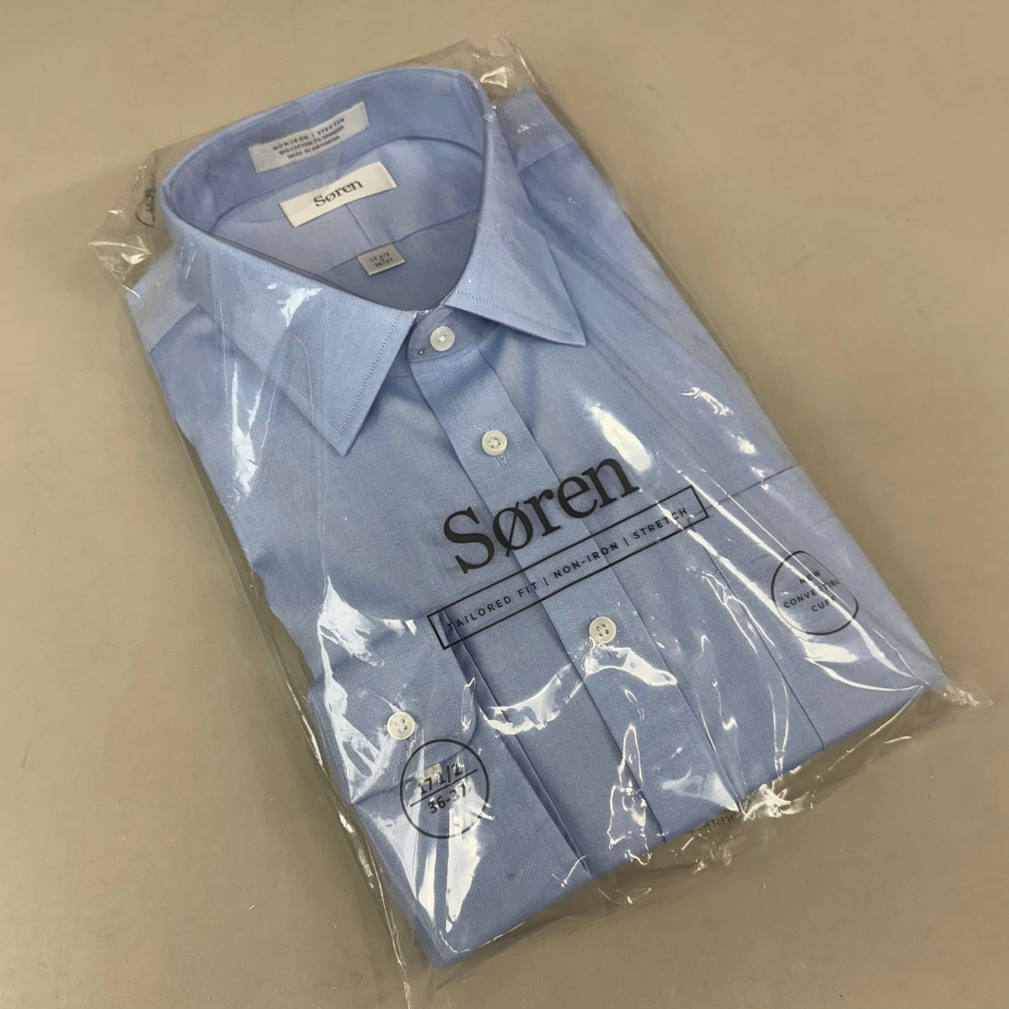 SOREN Tailored Fit Button Up Long Sleeve Shirt Men's 36-37 / 17-1/2" Light Blue X0002LTBLUE