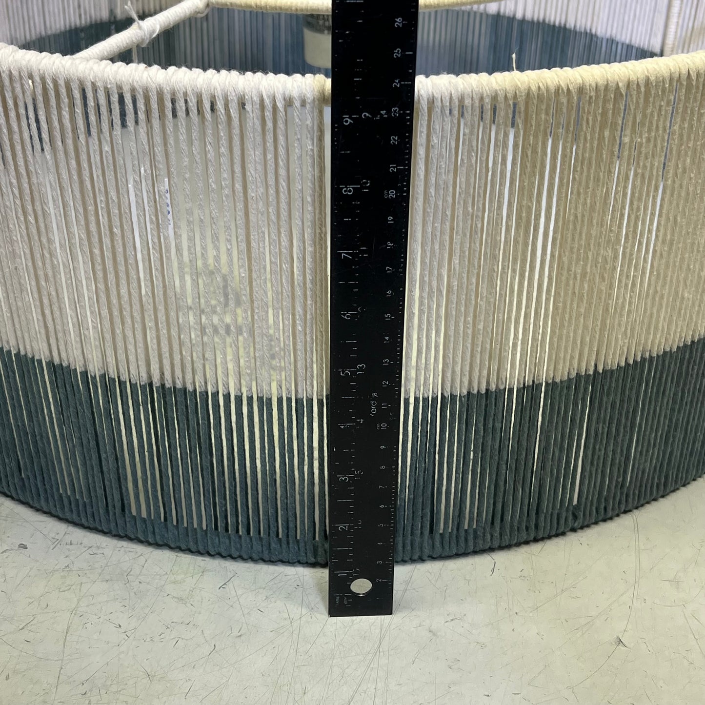 Natural String Wrapped Ceiling Fixture Lighting 24" x 9" Evergreen/White C-258