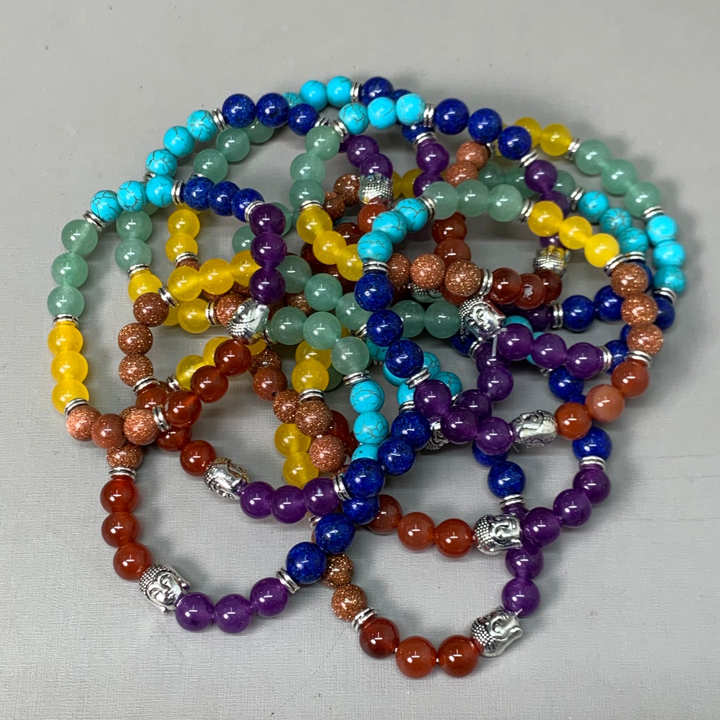 BEST WHOLESALE 12-PACK! Multi Beaded Crystal Bracelets 3" 7 Colors New