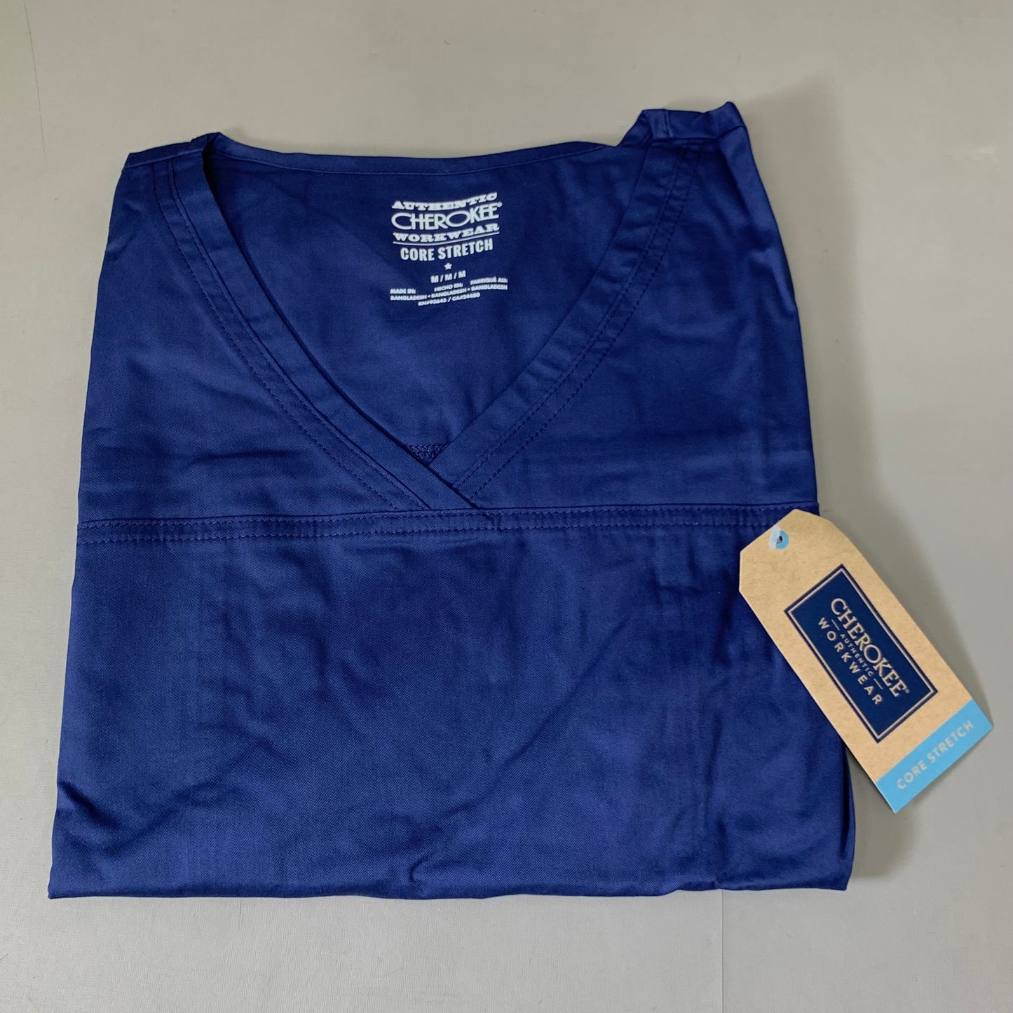 CHEROKEE Modern Classic Scrubs Top Core Stretch Women's SZ M Navy 4727
