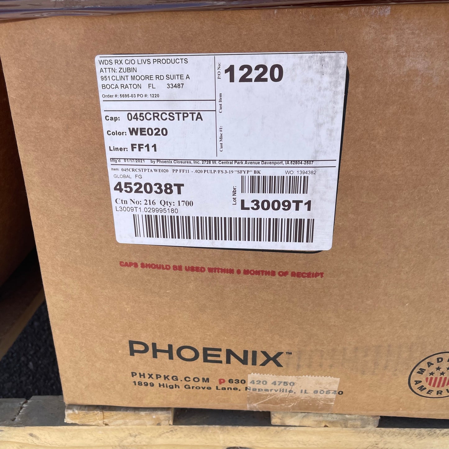 ZA@ Pallet of PHOENIX Safety Lids for Medicine Bottles White 045CRCSTPTA (New)(A)