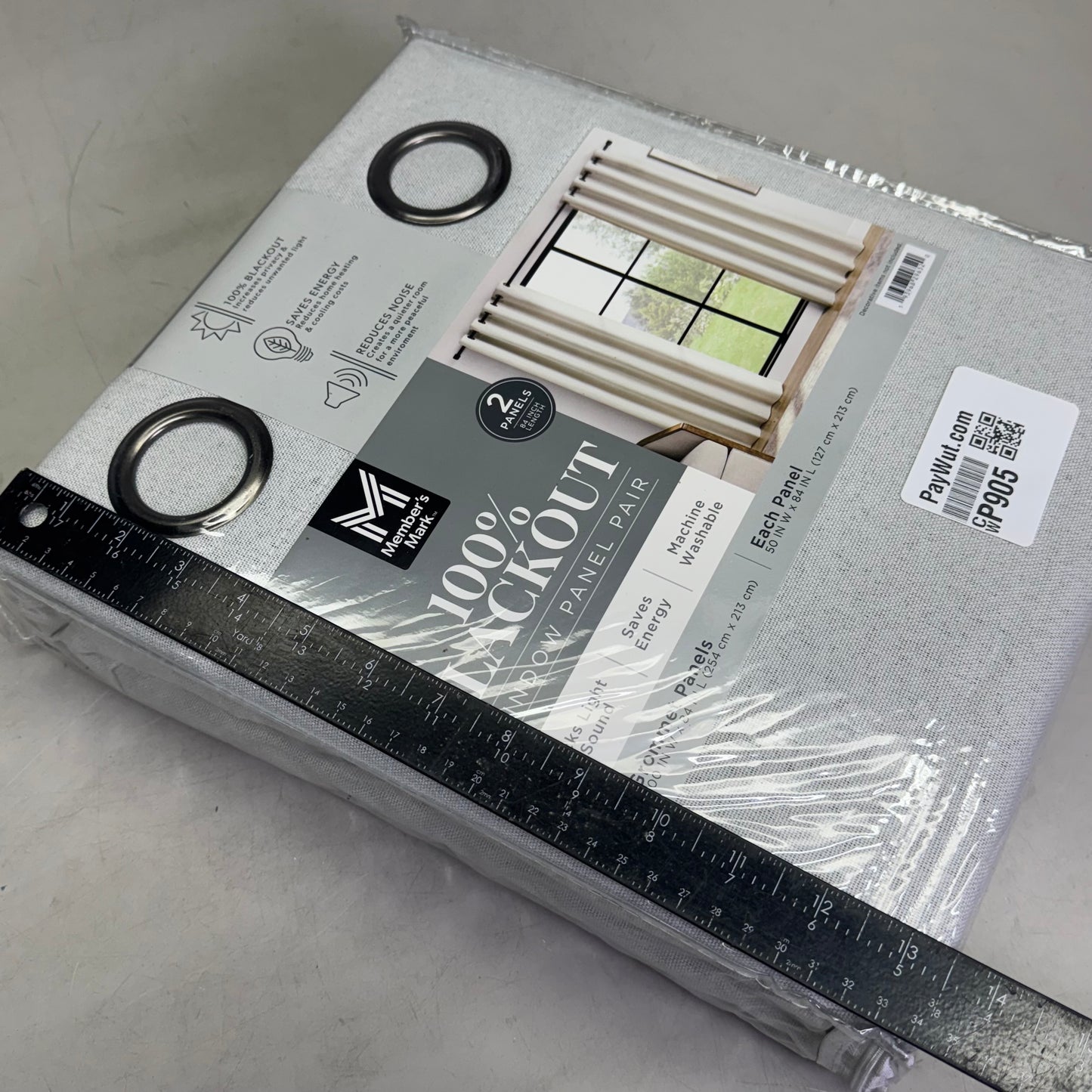 MEMBER'S MARK Window Panel Pair 100" W x 84" L, Light Grey