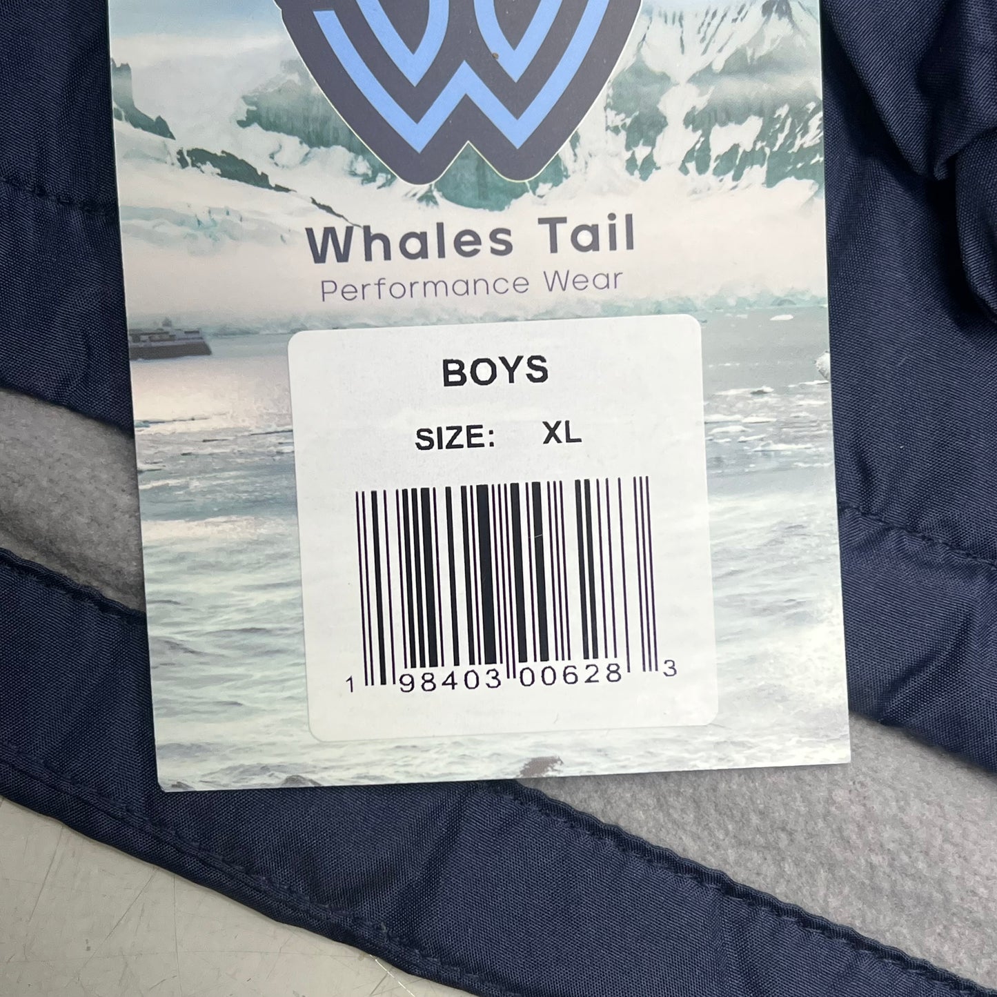 WHALES TAIL PERFORMANCE WEAR Fleece Lined Windbreaker Jacket Boys Sz XL Navy Blue
