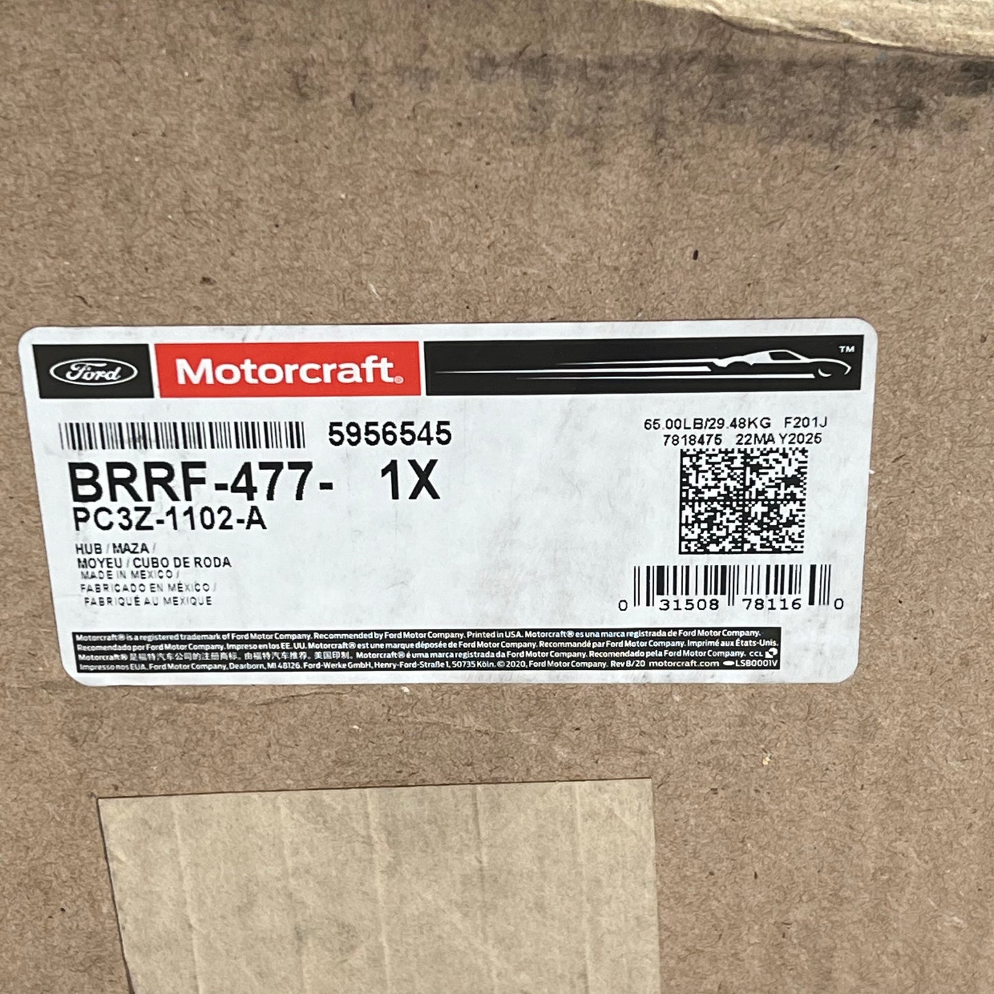 FORD MOTORCRAFT Genuine OEM Disc Brake Rotor & Hub Assembly BRRF-477
