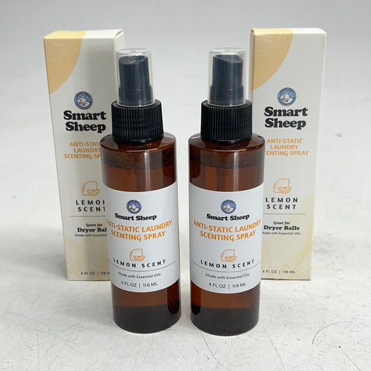 SMART SHEEP (2 PACK) Anti-Static Lemon Scent Spray W/ Essential Oils 4 fl oz