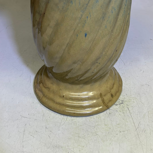 ZA@ Glazed Pottery 2 Piece Swirl Stand Bird Bath 22" L x 20" Dia Olive Green/Taupe