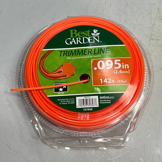 ZA@ BEST GARDEN (2 PACK) Trim Line 7-Point Star Shape .095"142' Bright Orange 757950