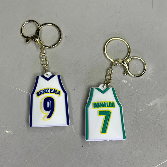 BENZEMA AND RONALDO (2 Types, 12 Pieces) Soccer Team Jersey Keychains Green/Blue/White