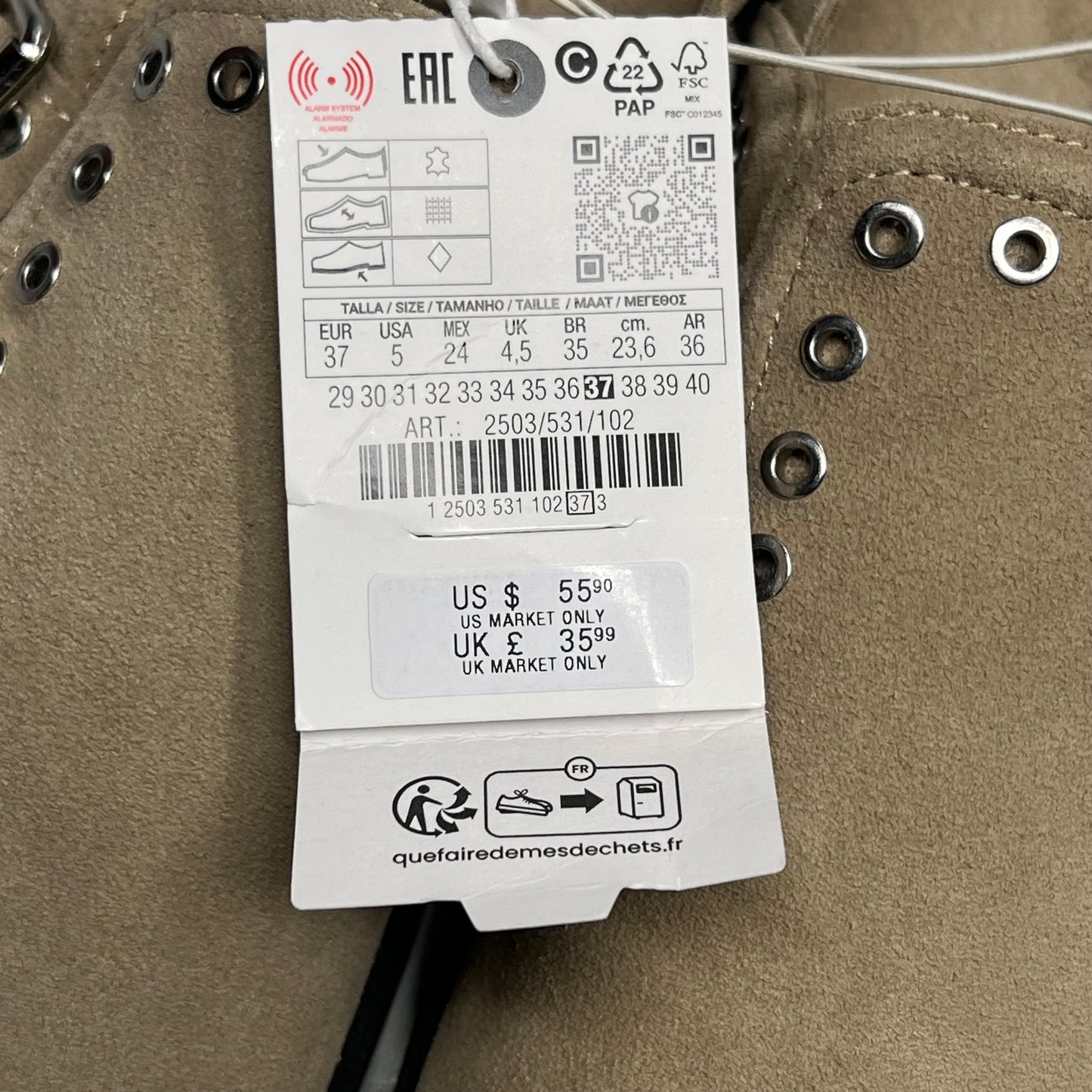 ZA@ ZARA Cow Leather Studded Split Suede Buckle Clogs Women's Sz 37 Tan