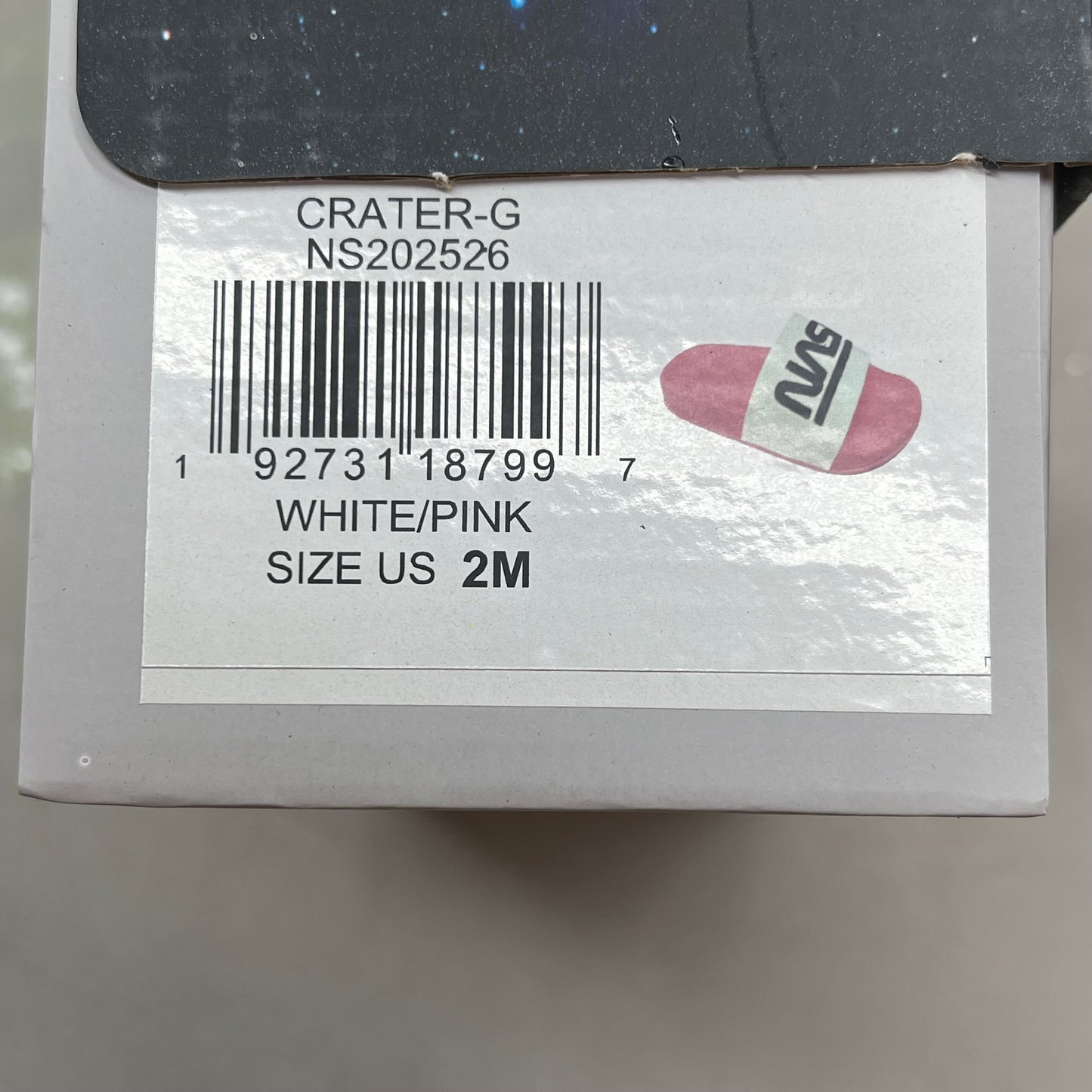 NASA Lightweight Slip-On Crater-G Sandal Slide Girl's Sz 2M Pink/White NS202526