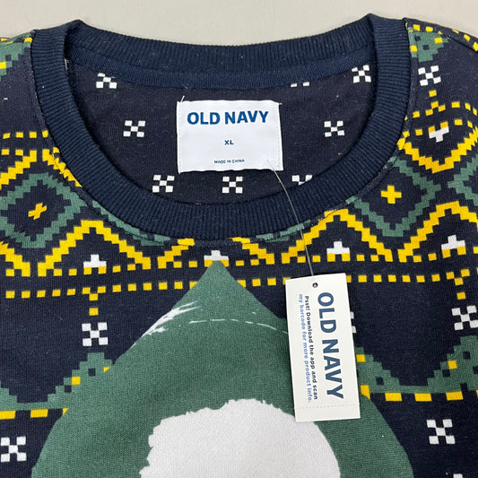 OLD NAVY Men's Christmas Holiday Elf Sweater Sz XL Navy/Green 572579-00-1