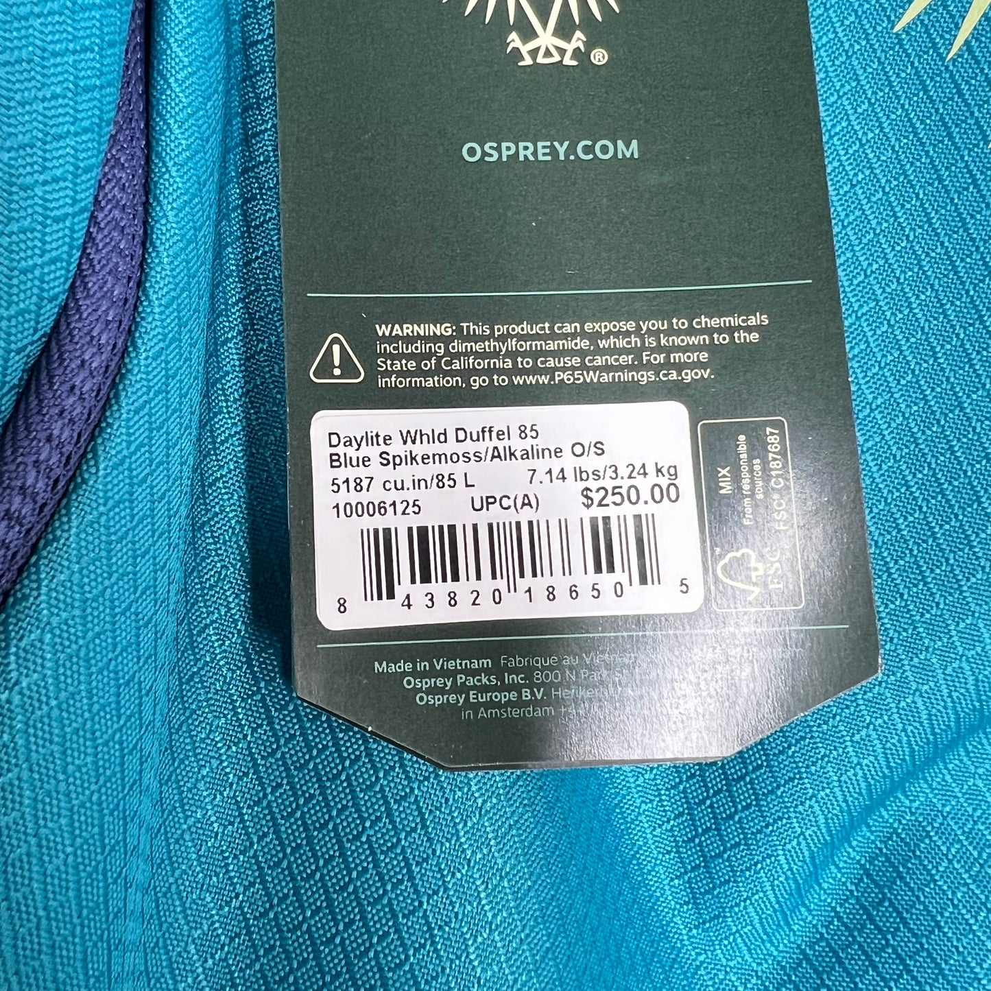 OSPREY Daylite Wheeled Duffel Lightweight 85L Blue Spikemoss/Alkaline 10006125