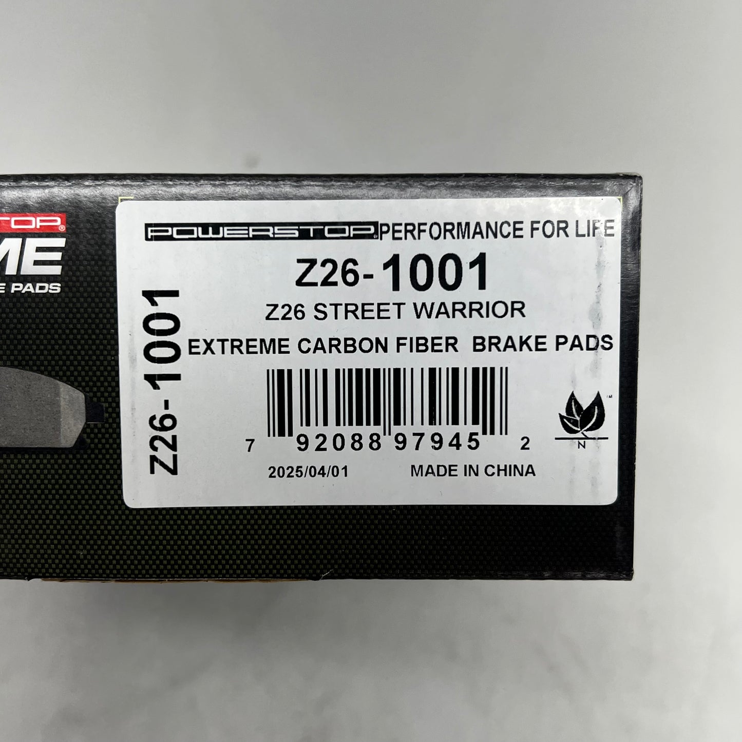 POWER STOP Street Performance Carbon Fiber Ceramic Brake Pads Kit Z26-1001