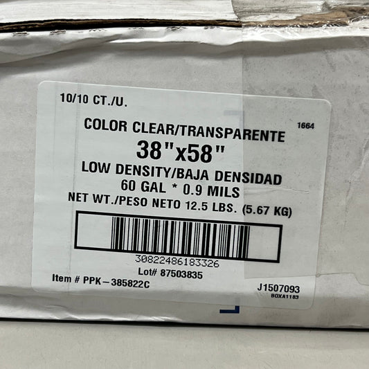 PROPACK (100 Pack) Propack Trash Can Liners 60 gallon bags Transparent PPK-385822C