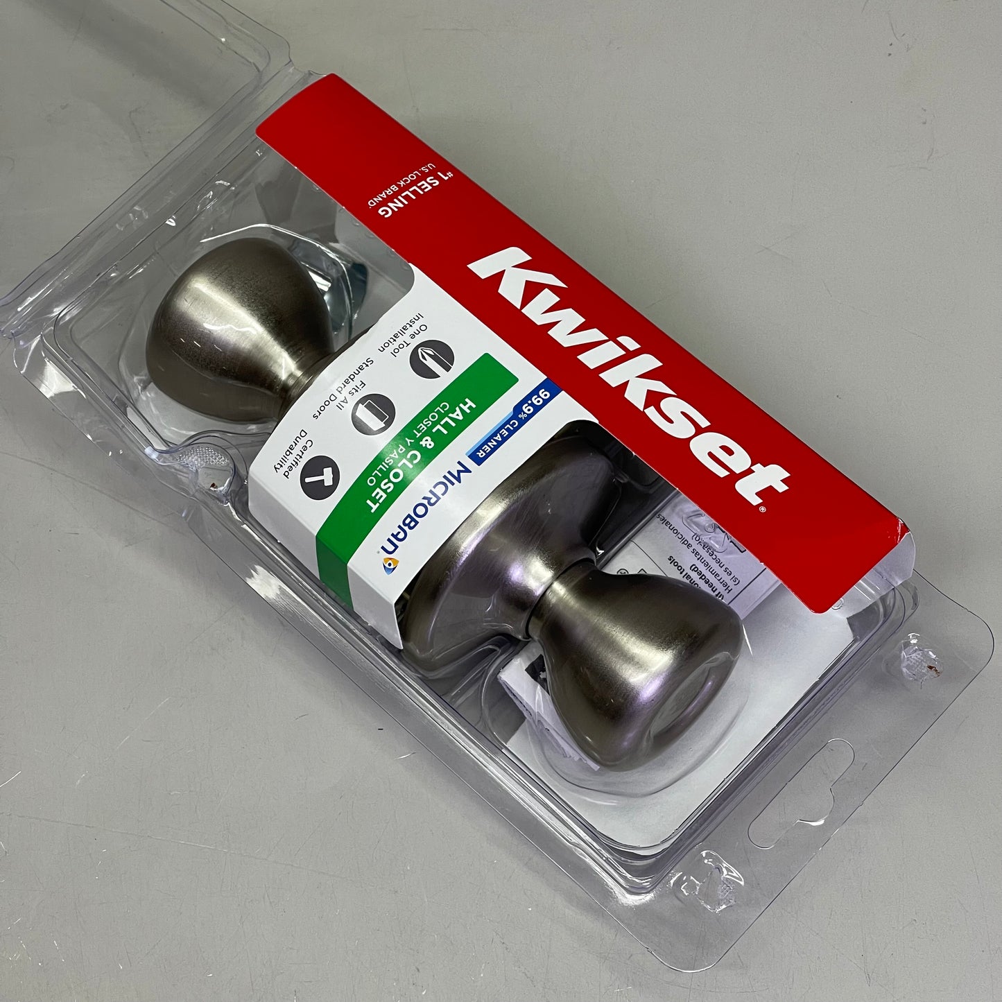 KWIKSET Hall & Closet Tylo Passage Door Knob Satin Nickel 92001-508