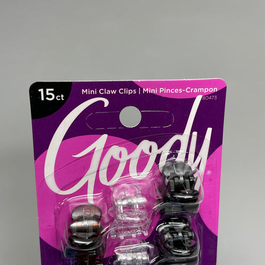 GOODY 3 Sets of 15! Mini Claw Hair Clips 45 CT Black/Brown/Clear 3000136 (New)