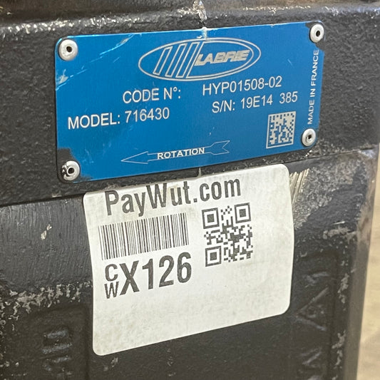LABRIE Hydraulic Vane Pump Dark Grey HYP01508-02 (USED)