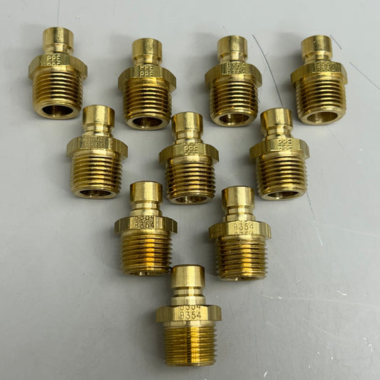 PLASTIC PROCESS EQUIPMENT (10 Pack) Male Plug Fitting 3/8" ID 1/2" NPT Brass PPEB354