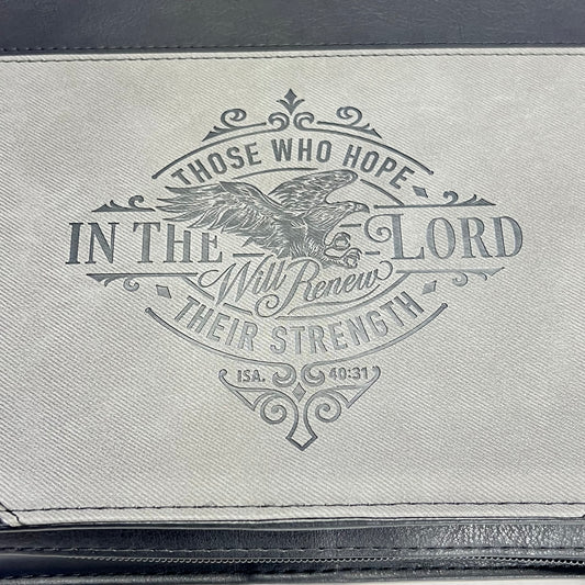 CHRISTIAN ART GIFTS Two-tone Faux Leather Case Bible Cover 7"x10' Grey/Black