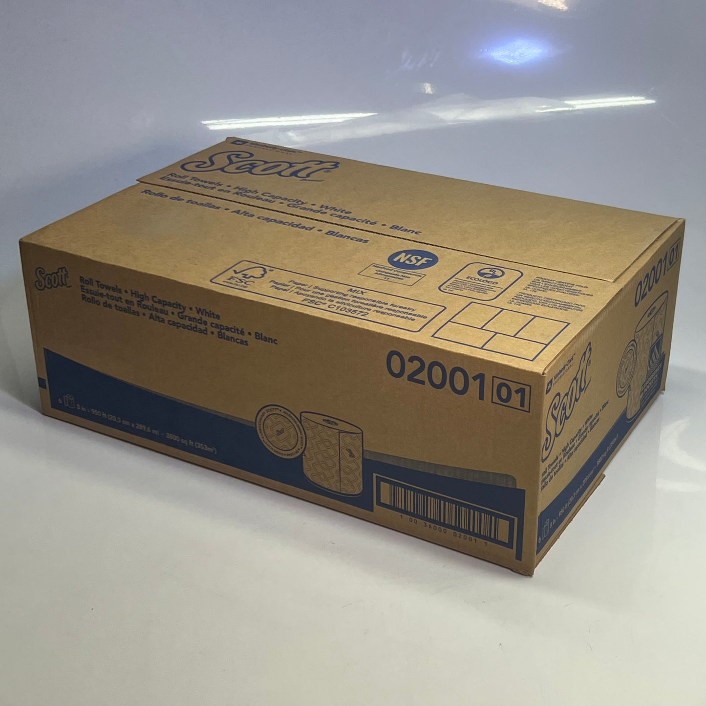 SCOTT (6 Rolls) High-Capacity Hard Roll Towels for Purple Core Dispensers Sz 8" x 95 ft. 02001