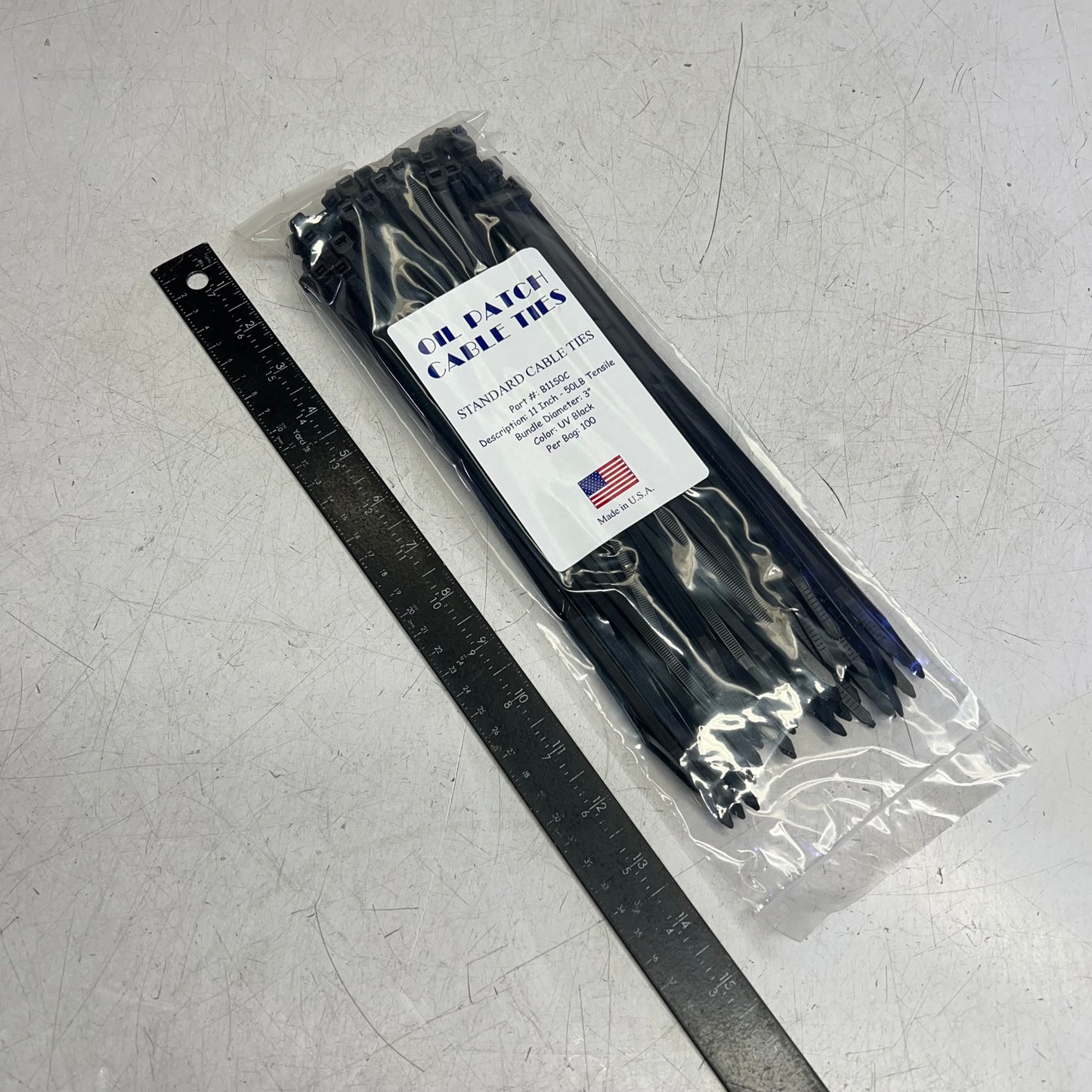 ZA@ (2 PACK, 100 EACH) Oil Patch Cable Ties 11" 50 lb Tensile 3' Bundle Dia UV Black B11SOC