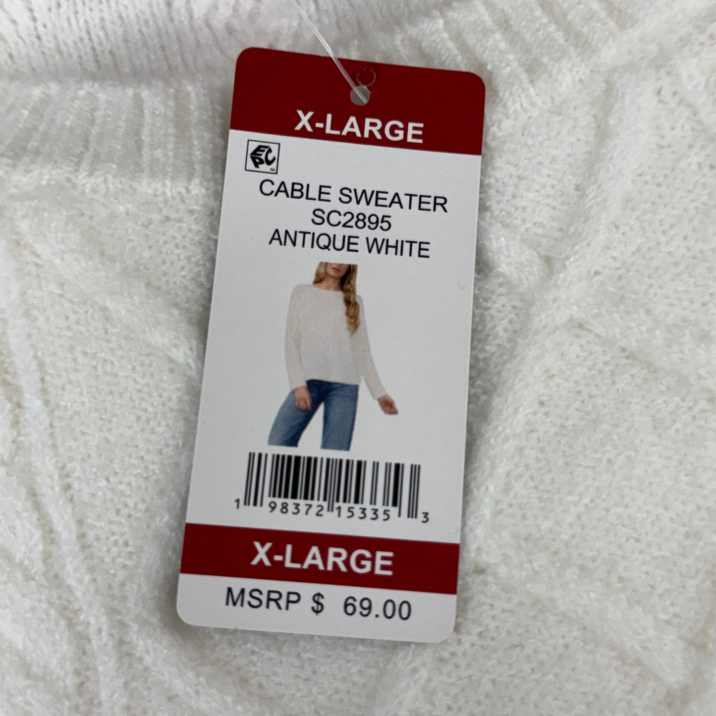 VINCE CAMUTO Cable Knit Sweater Women's Sz-XL Antique White SC2895