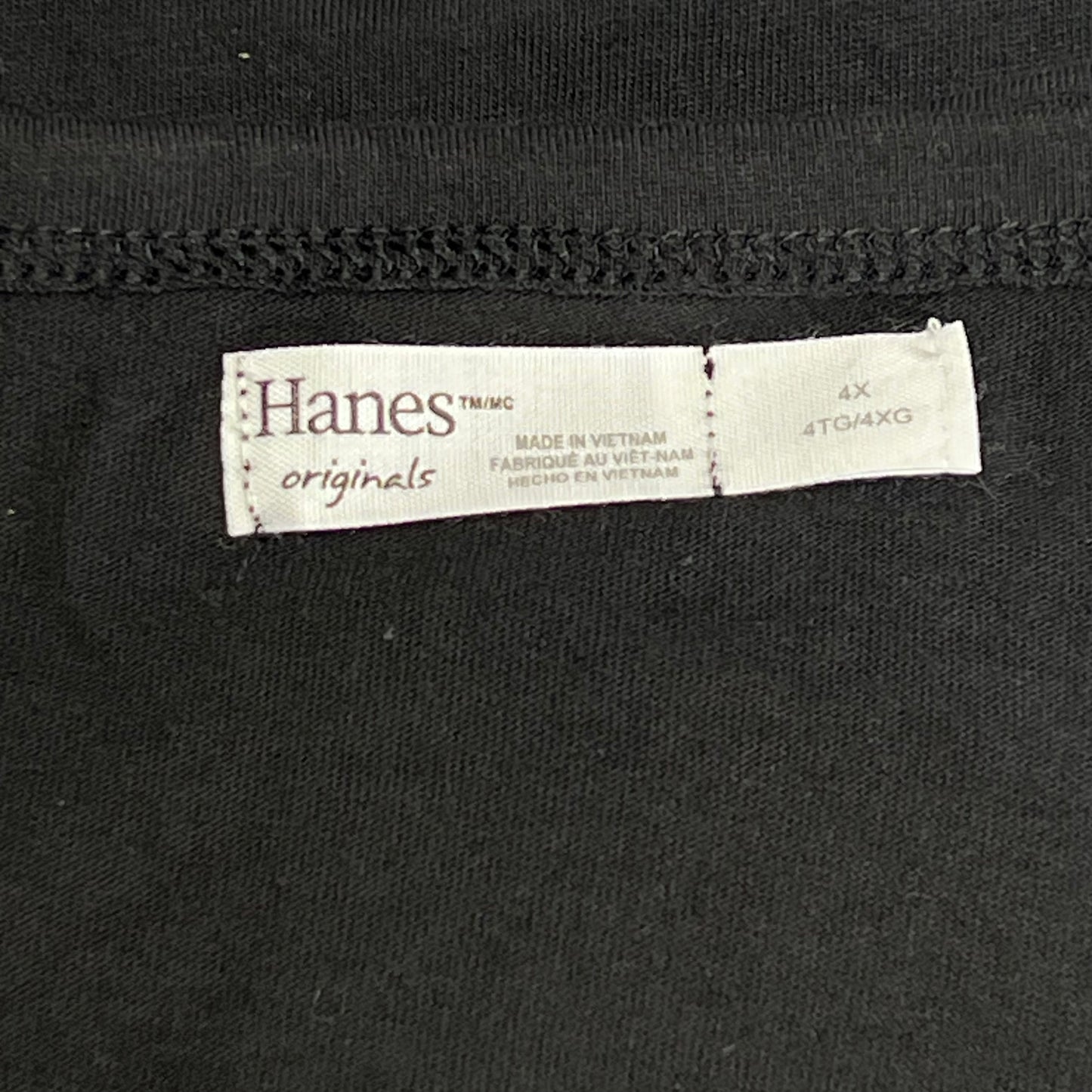HANES Originals V Neck Tee Shirt W/ Chest Pocket Women's Sz 4X Black 0G159P