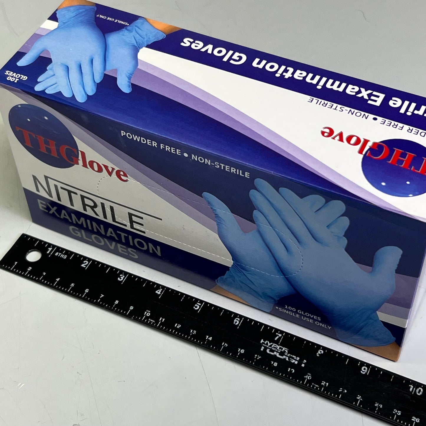 THGLOVE (100 Gloves) Nitrile Examination Gloves Sz M Blue