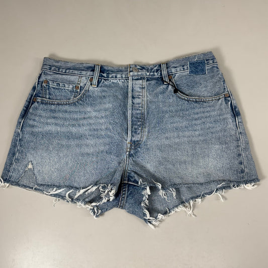 LEVIS 501 Original Fit High Rise Shorts Medium Wash Women's Sz 34 Mega Vibe Blue