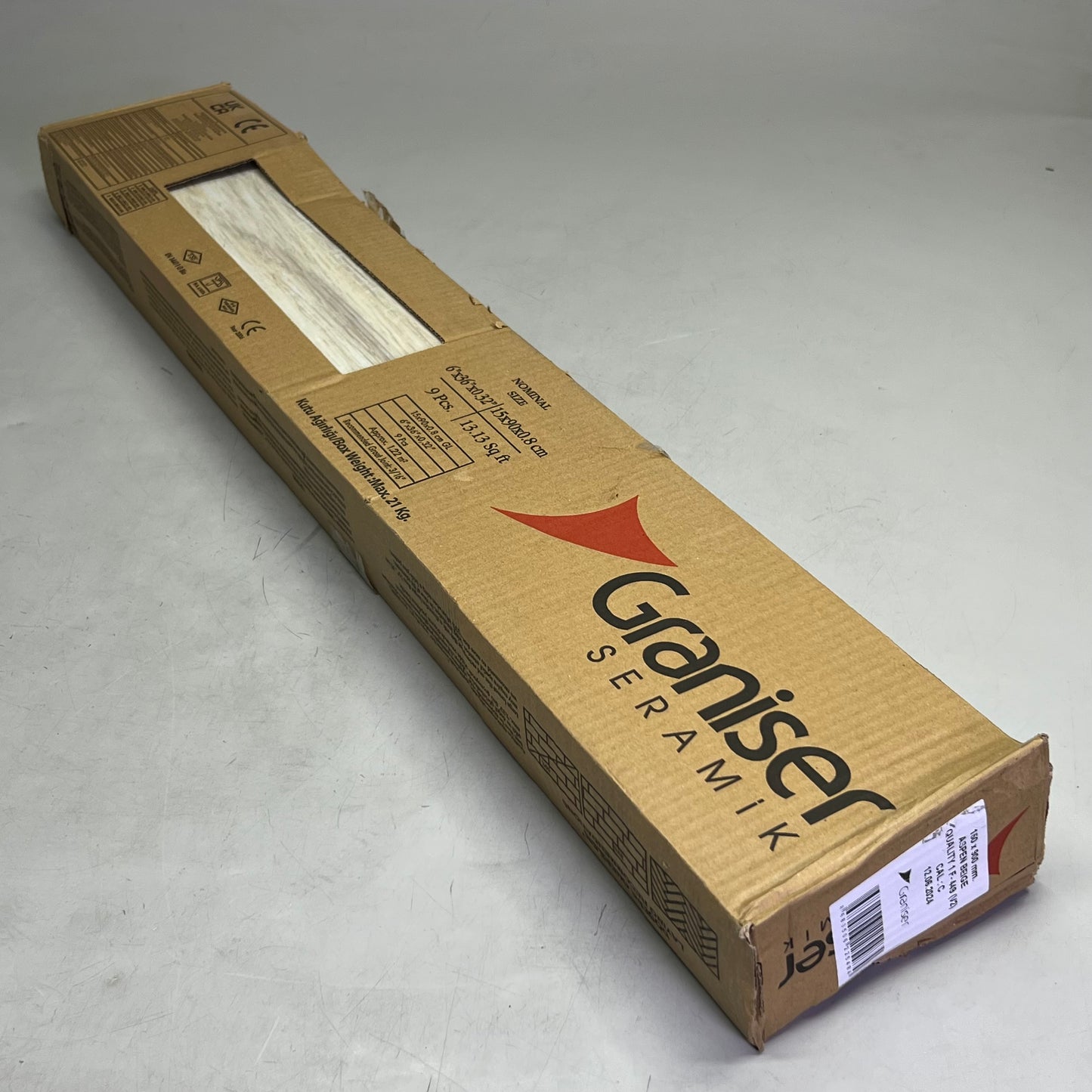 GRANISER (9 Pcs) Floor Tiles Sz 6" x 36" x 0.32", Aspen Beige F-449