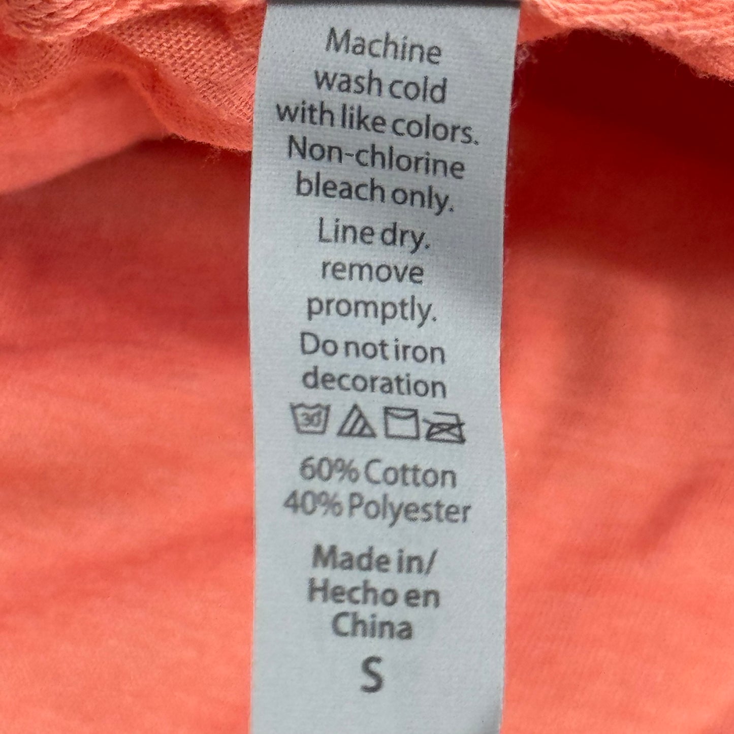 US APPAREL Vintage Jersey Pullover Hoodie Small Coral MJP1036