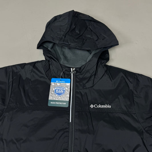 COLUMBIA Rain-Zilla Fleece Lined ZipUp Jacket Unisex Youth Sz L Black RB3418-015