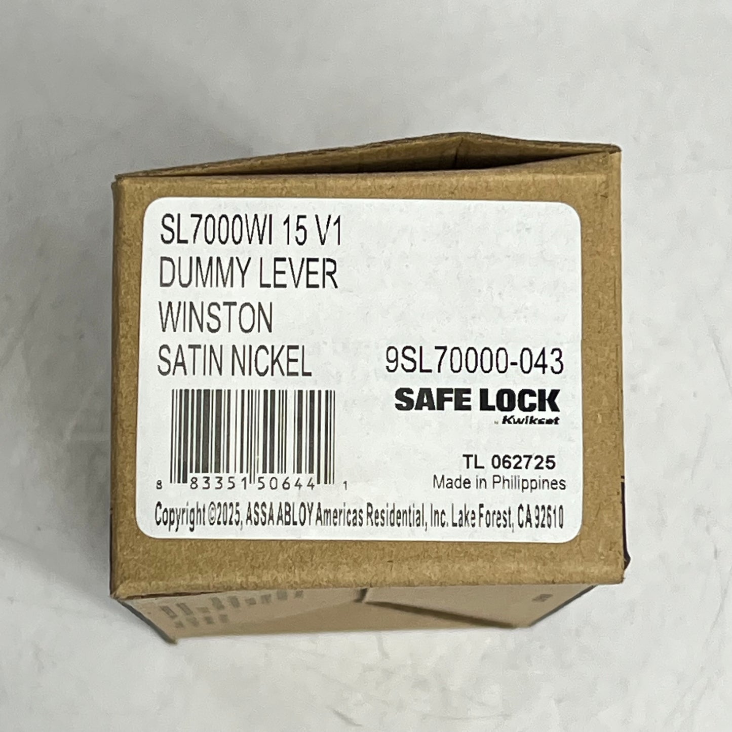 KWIKSET Winston Dummy/inactive Safe Lock Door Lever Satin Nickel 9SL70000-043