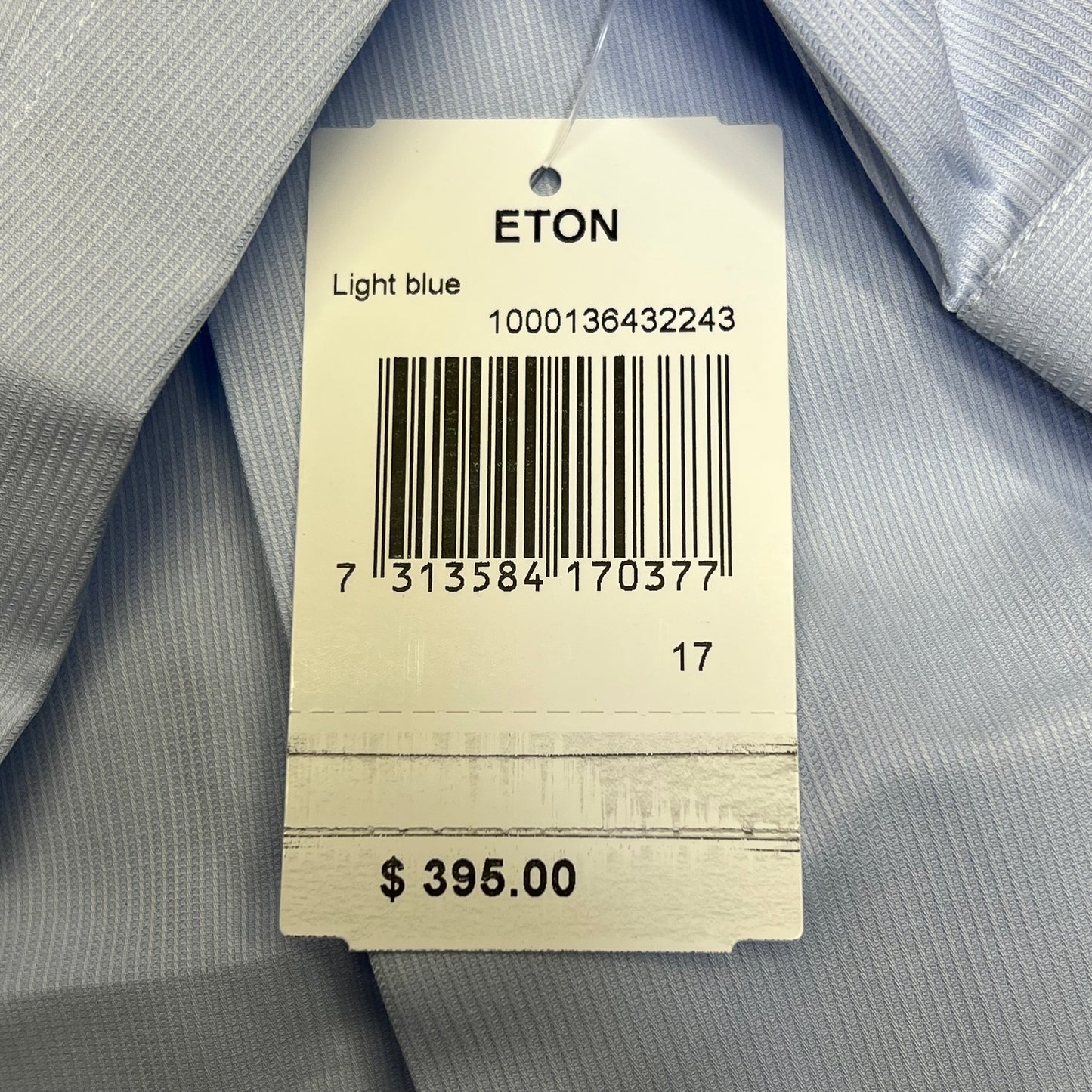 ETON Textured Twill Shirt Men's Contemporary Sz 43 Light Blue 1000136432243