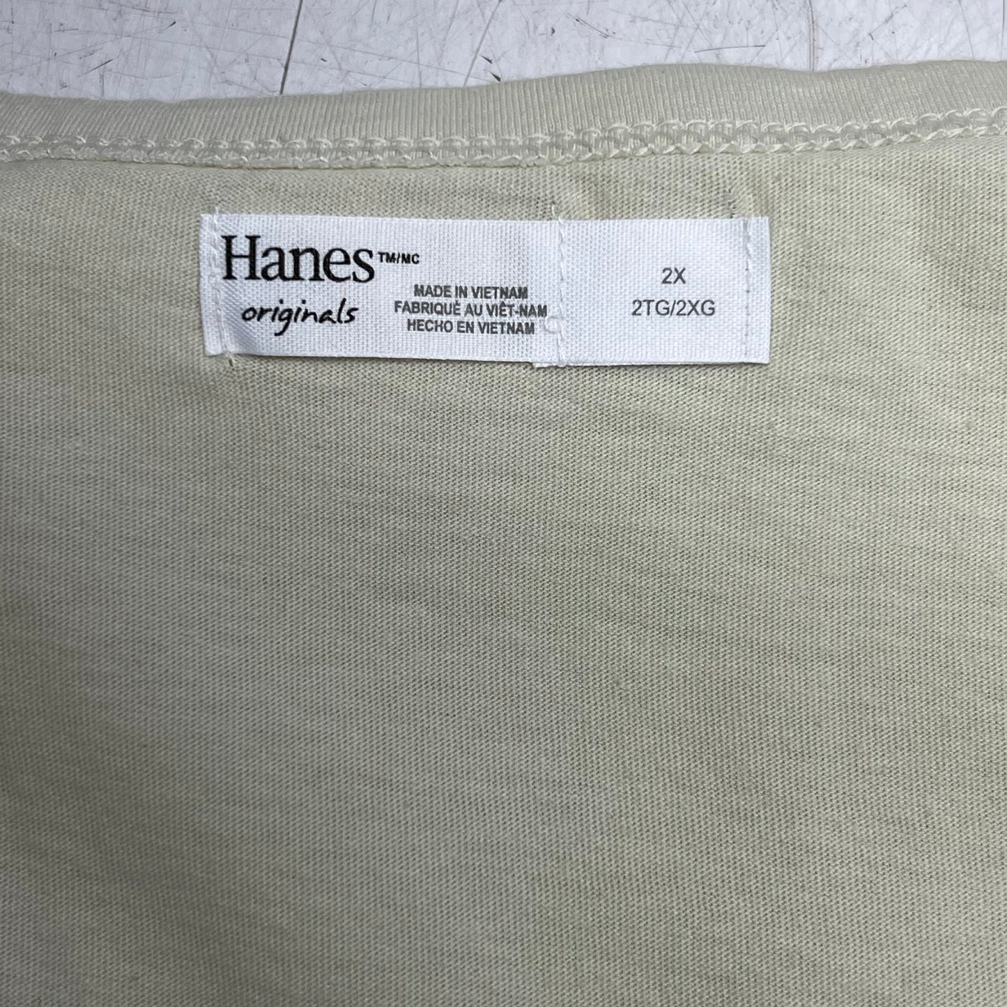 HANES Originals V Neck Tee Shirt W/ Chest Pocket Women's Sz 2X Mellow Beige