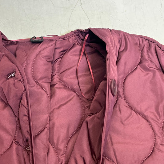 ZA@ ZARA Wavy Quilted Pattern Stitching Hoodless Coat Women's Sz XS Plum Purple