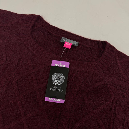 VINCE CAMUTO Cable Knit Sweater Women's Sz-XXL Wine SC2895