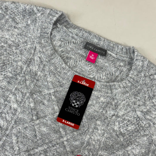 VINCE CAMUTO Cable Knit Sweater Women's Sz-XL Light Heather Grey SC2895