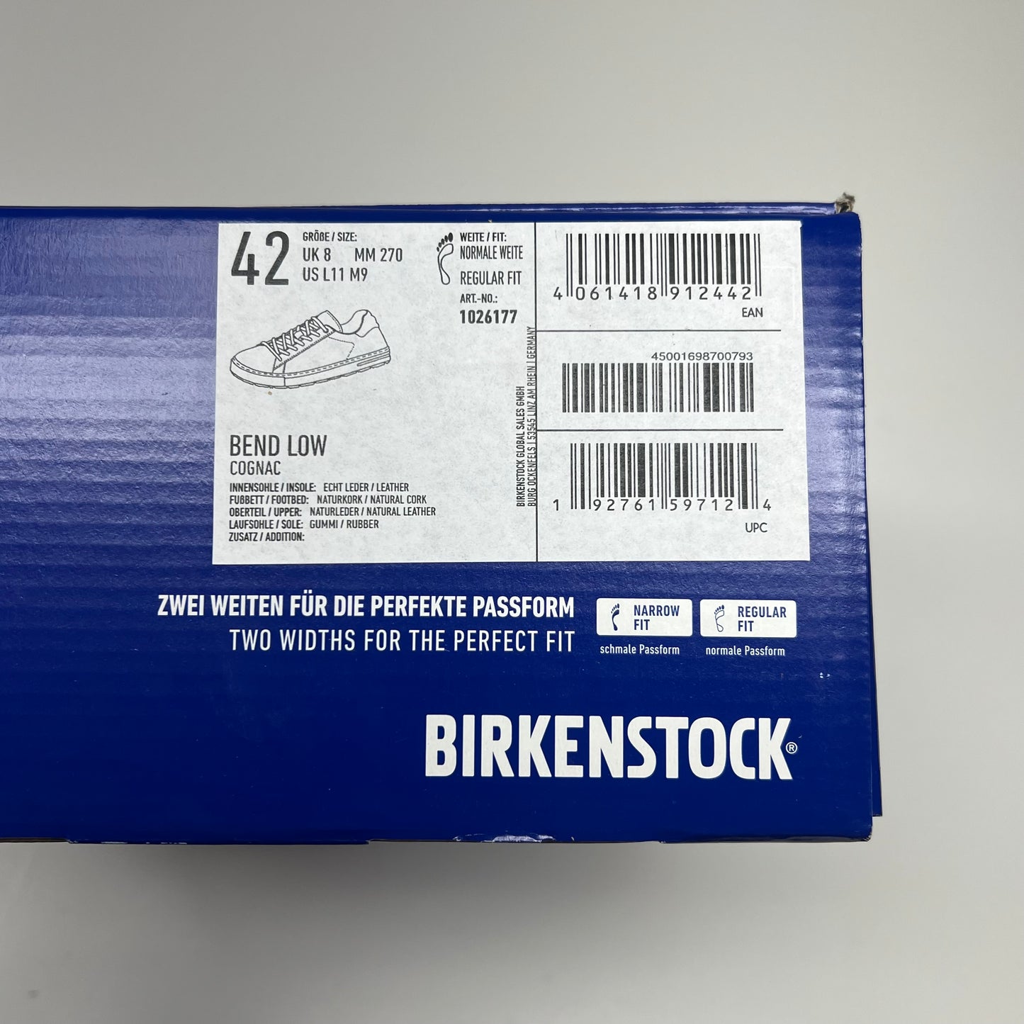BIRKINSTOCK Bend Low Leather Lace Up Sneaker Unisex Sz EU 42 Cognac 1026177