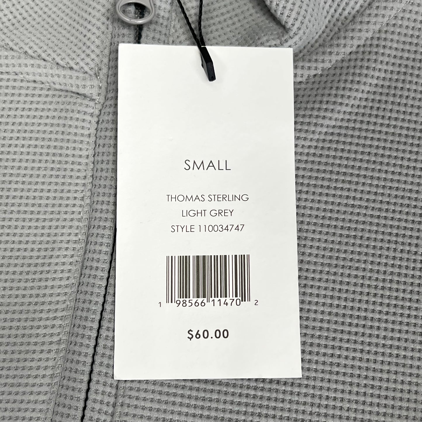 THOMAS STERLING Half Zip Soft Waffle Knit Jacket Mens Sz S Light Grey 1100034747