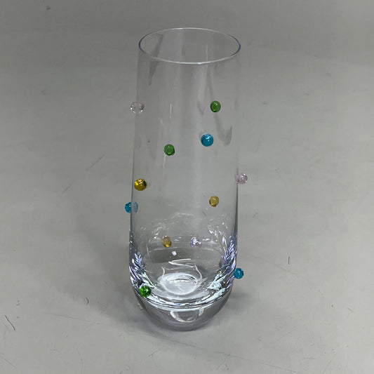 CREATIVE CO-OP (4 PACK) Handmade Drinking Glass Raised Dots 10oz Multicolor DG0848