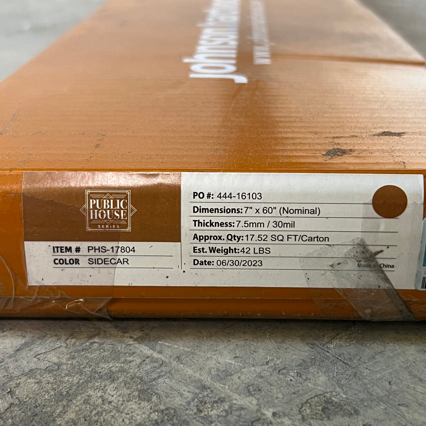 JOHNSON HARDWOOD (6 Pcs) Vinyl Flooring 7" x 60", Sidecar Color 444-16103