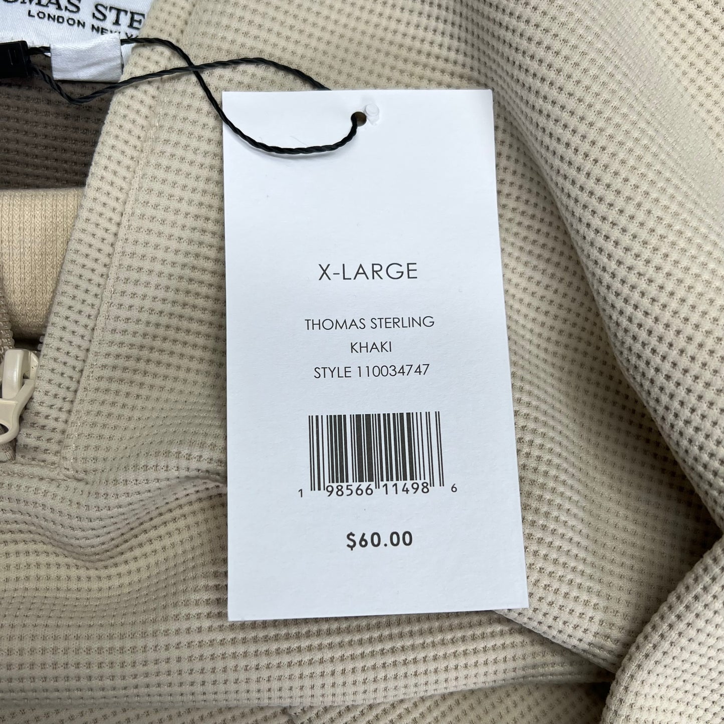 THOMAS STERLING Half Zip Up Waffle Knit Jacket Men's Sz XL Khaki 110034747