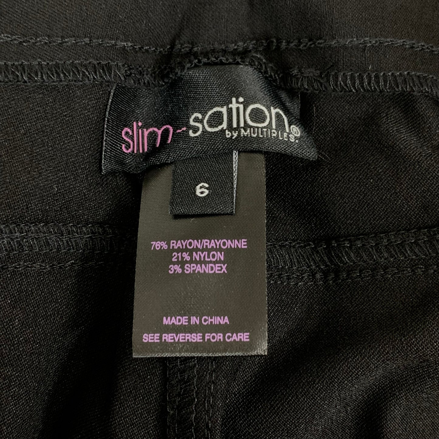 MULTIPLES Narrow Leg Pant Petite Women's Sz 6 Black M2604P