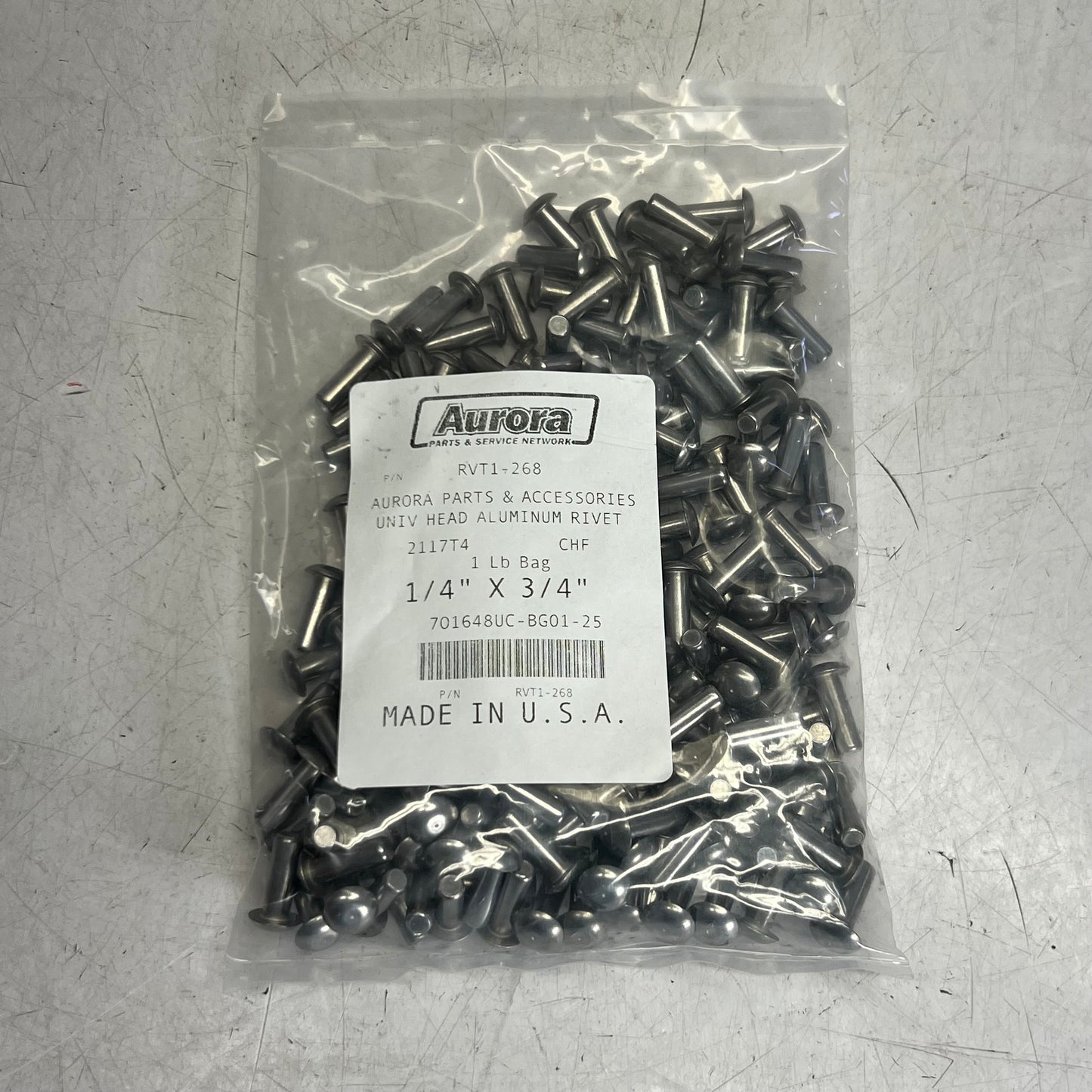 AURORA (268 Each) Univ Head Aluminum Rivet Sz 1/4" x 3/4", Grey RVT1-268