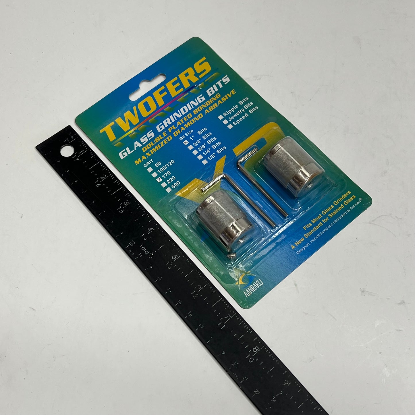 AANRAKU (SET OF 2) Medium Glass Grinding Bits 1" 170 Diamond Grit GB10M170