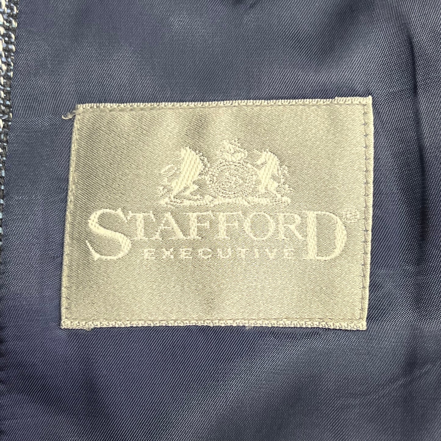 STAFFORD EXECUTIVE 100% Silk Blazer Salt & Pepper Men's Sz 42R Blue/Black