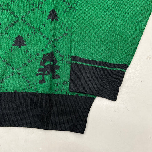 MONSTERCAT Records Soft Holiday Monogram Pullover Sweater Men's Sz L Green