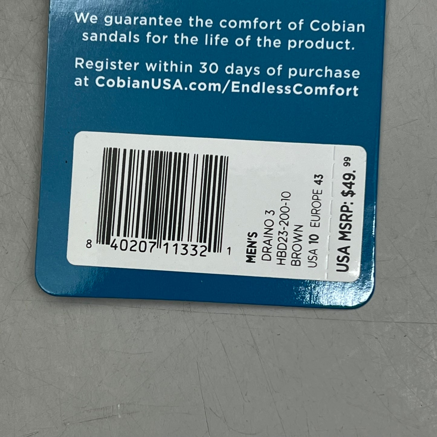 COBIAN Synthetic Suede Draino 3 Sandals Men's Sz 10, EU 43 Brown HBD23-200-10